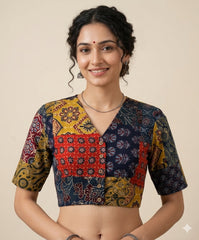 Patchwork AJRAKH Printed Cotton Blouse