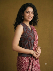 Ajrakh Hand Block Printed Jacket Blouse