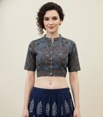 AJRAKH Hand Block Printed Cotton Blouse