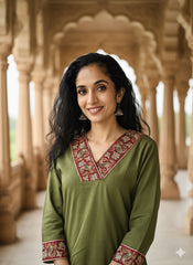 Khadi Cotton Flex Kalamkari Border Kurti