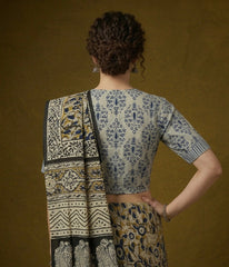 Indigo Dyed Hand Block Printed Collared Blouse