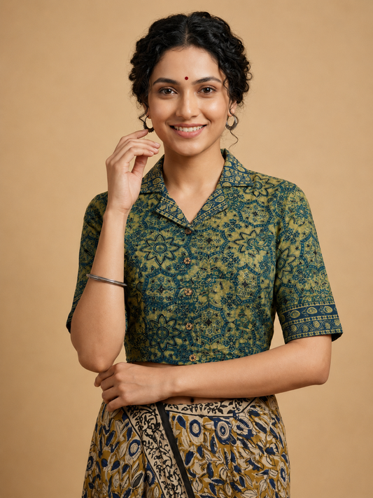 AJRAKH Hand Block Printed Blouse