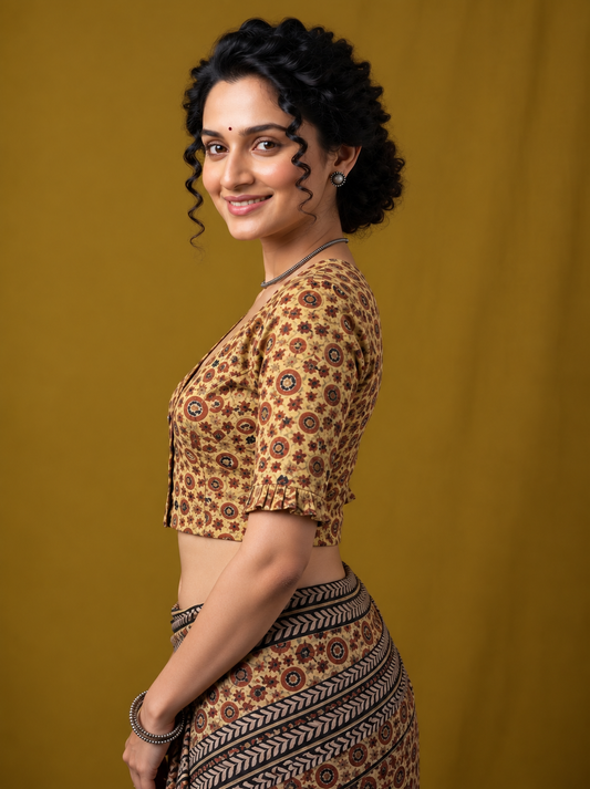 AJRAKH Hand Block Printed Blouse in Modal