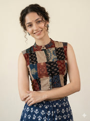 Patchwork AJRAKH Printed Cotton Blouse