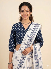 Polka Dots Indigo Wrap Blouse