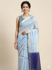 Indigo Dyed Hand Block Printed Collared Blouse