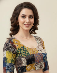 Patchwork AJRAKH Printed Cotton Blouse