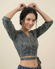 AJRAKH Print Mul Cotton Wrap Blouse