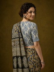 Indigo Dyed Hand Block Printed Collared Blouse