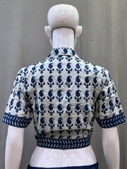 Indigo Dyed Collared Blouse