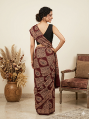 AJRAKH Printed Modal Silk Saree