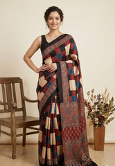 AJRAKH Printed Modal Silk Saree