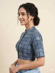 Indigo Dyed Hand Block Printed Blouse