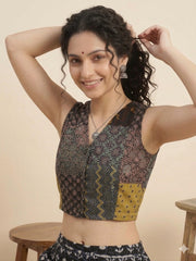 Patchwork AJRAKH Printed Cotton Blouse