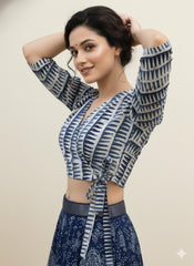 Indigo Wrap Blouse