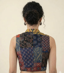 Patchwork AJRAKH Printed Cotton Blouse
