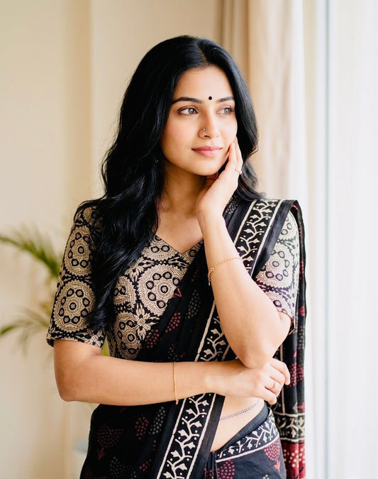 Kalamkari Hand Block Printed Collared Blouse