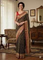 Kalamkari Printed Cotton Linen Saree