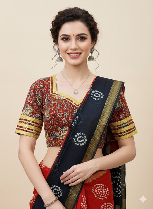 Padded Gota Kalamkari Blouse