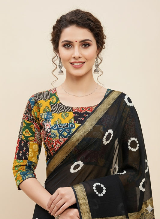 Ajrakh Patchwork Padded Blouse