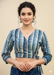Indigo Wrap Blouse
