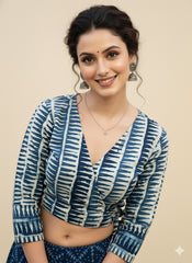 Indigo Wrap Blouse