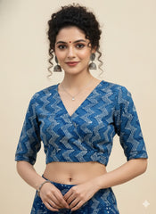 Indigo Wrap Blouse