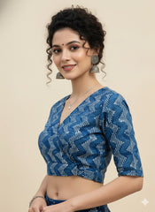 Indigo Wrap Blouse