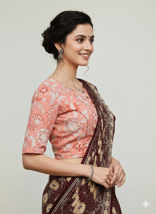 Hand Block Round Neck Blouse