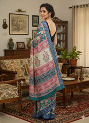 Hand Block Printed Chanderi Silk Saree