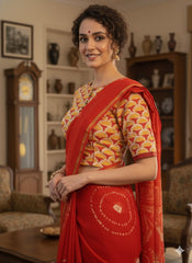 Shibori Needle Art Dyed Chanderi Silk Saree