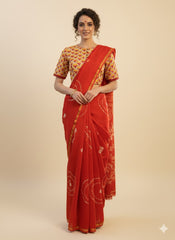 Shibori Needle Art Dyed Chanderi Silk Saree