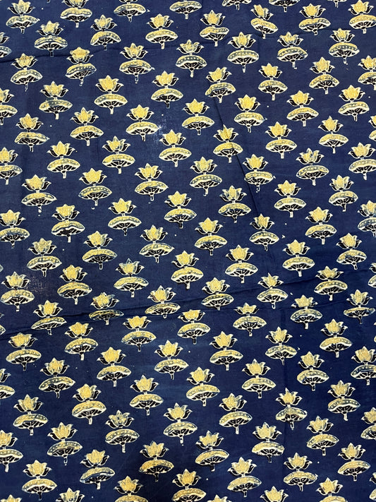 Indigo Blue Lotus Motif Ajrakh Print