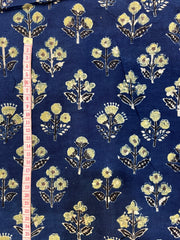 Beige Floral Print on Indigo
