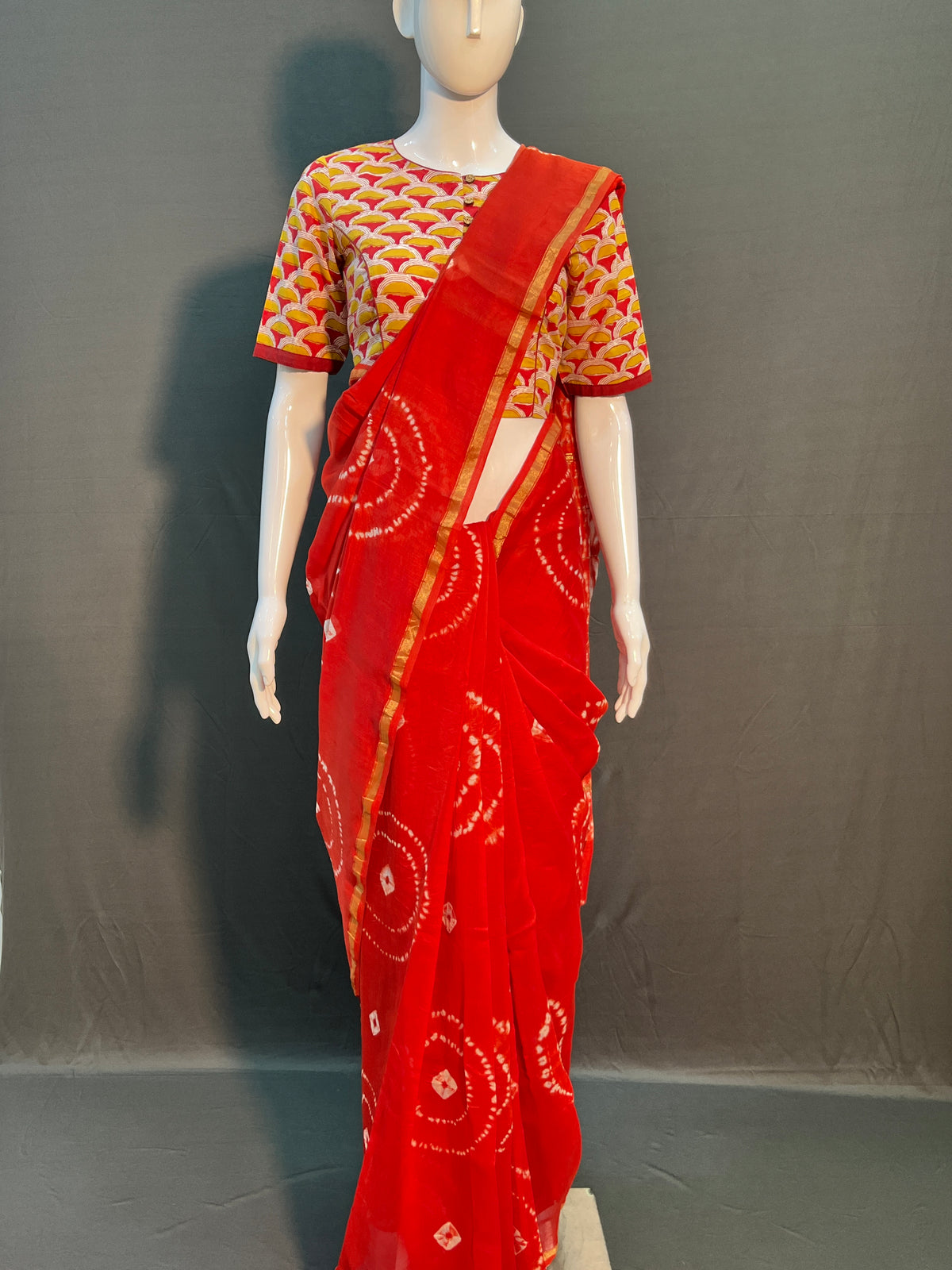Shibori Needle Art Dyed Chanderi Silk Saree