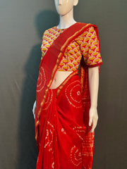 Shibori Needle Art Dyed Chanderi Silk Saree