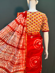 Shibori Needle Art Dyed Chanderi Silk Saree
