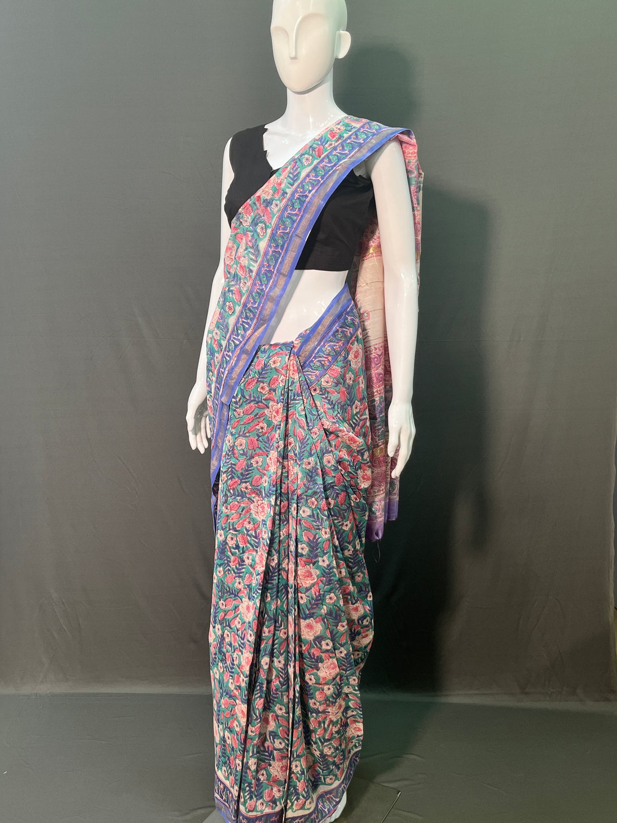 Hand Block Printed Chanderi Silk Saree