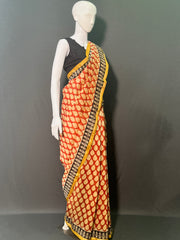 Hand Block Printed Chanderi Silk Saree