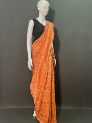 AJRAKH DABO Hand Block Printed Chanderi Silk Saree