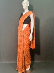 AJRAKH DABO Hand Block Printed Chanderi Silk Saree