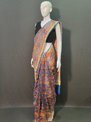SANGANERI Hand Block Printed Chanderi Silk Saree