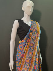 SANGANERI Hand Block Printed Chanderi Silk Saree