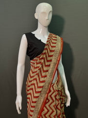 Hand Block Printed Chanderi Silk Saree