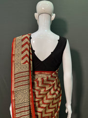 Hand Block Printed Chanderi Silk Saree