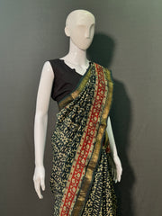 Hand Block Printed Maheshwari Silk Saree