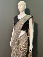 Hand Block Kashish Printed Cotton Linen Saree