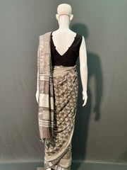 Hand Block Kashish Printed Cotton Linen Saree