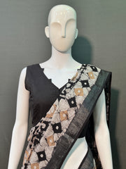 Batik Printed Cotton Linen Saree