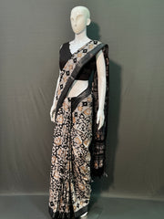 Batik Printed Cotton Linen Saree